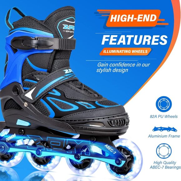 Adjustable Flashing Inline Skates - Picture 8 of 9